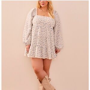 ARULA Blue and White Floral Mini Dress